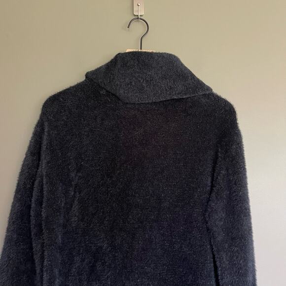 BANANA REPUBLIC EYELASH SWEATER DRESS Black Size Medium Turtleneck Classic Chic - Picture 11 of 15